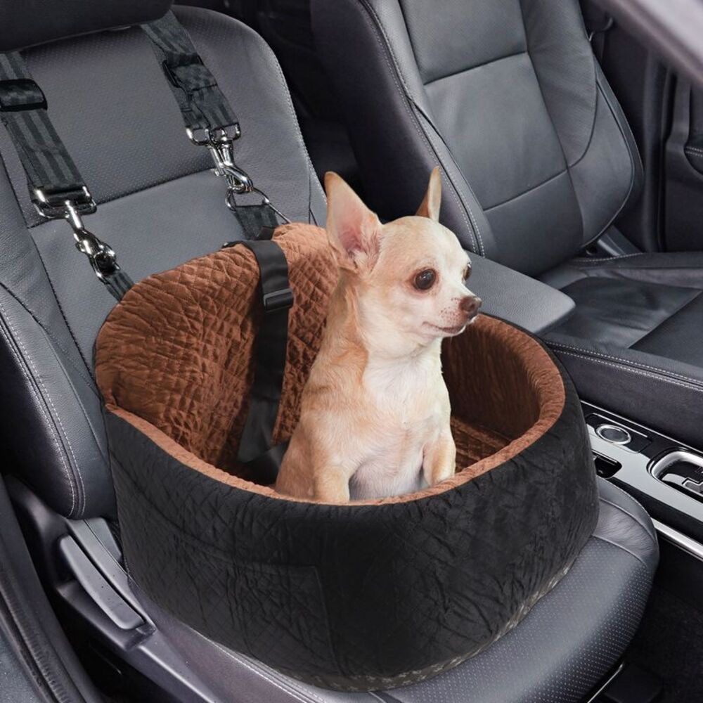 Dog Car Seat for Small Medium Dog Removable Cover Dog Booster Seat Black Brown